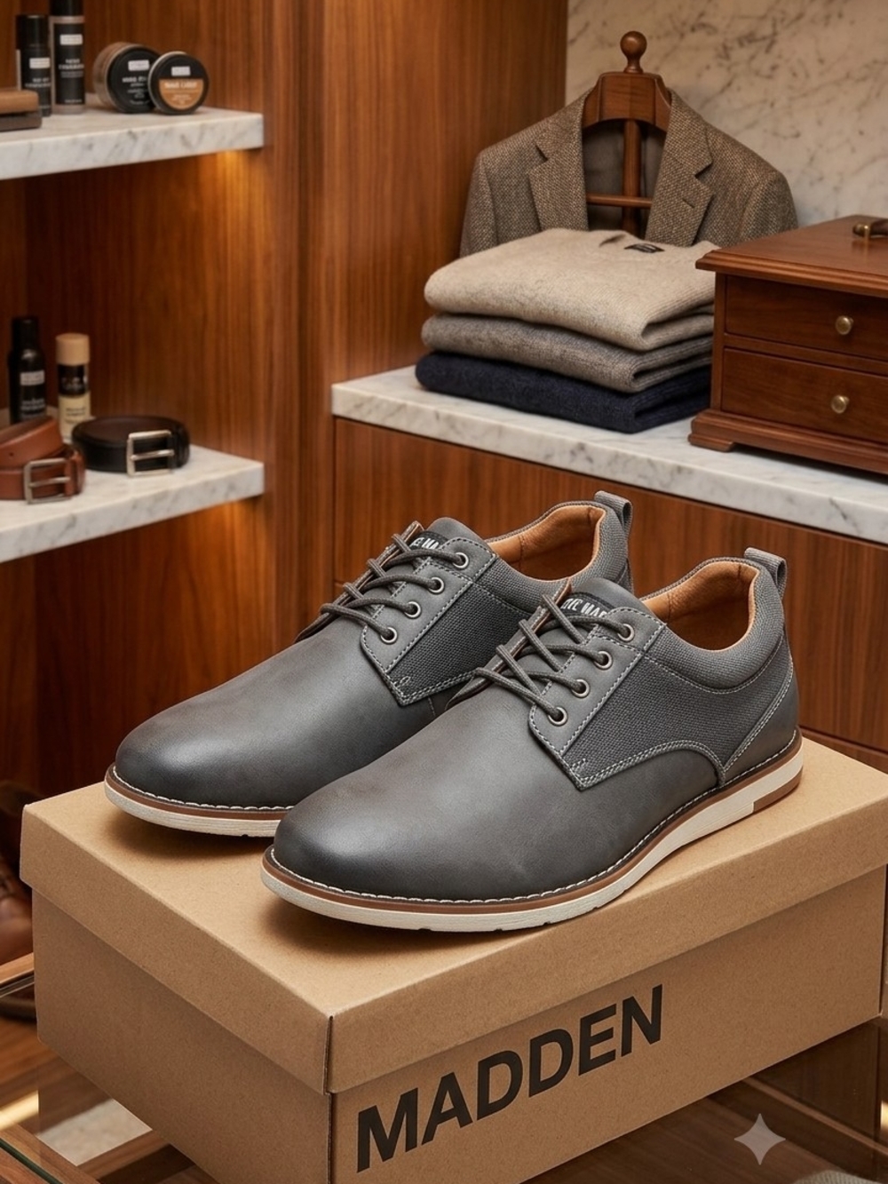 Steve Madden Gray Lace-Up Oxford Sneakers